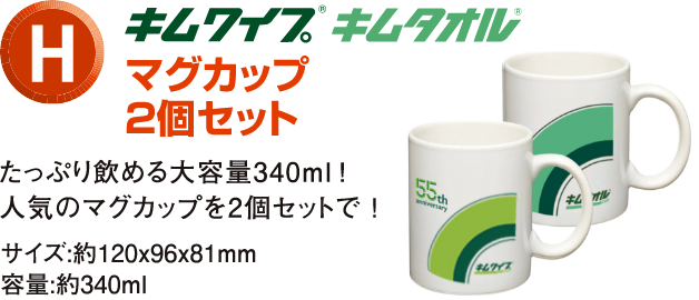 H賞 キムワイプ キムタオル マグカップ2個セット