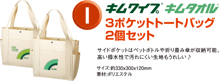 I賞 キムワイプ キムタオル 3ポケットトートバッグ2個セット