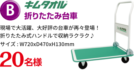 B賞 キムタオル 折りたたみ台車 20名様